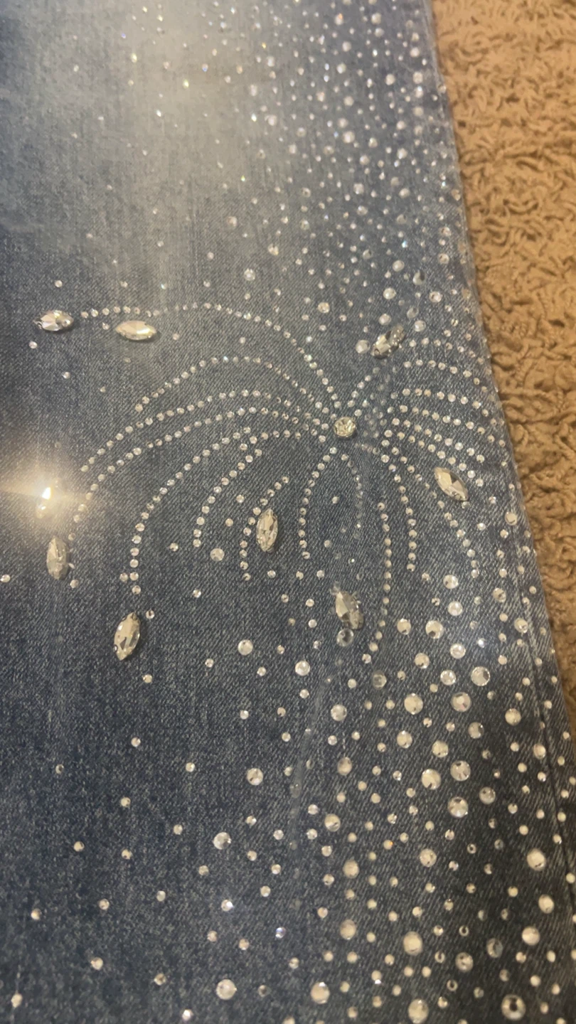 Baggy rhinestone purple brand jeans - photo 4