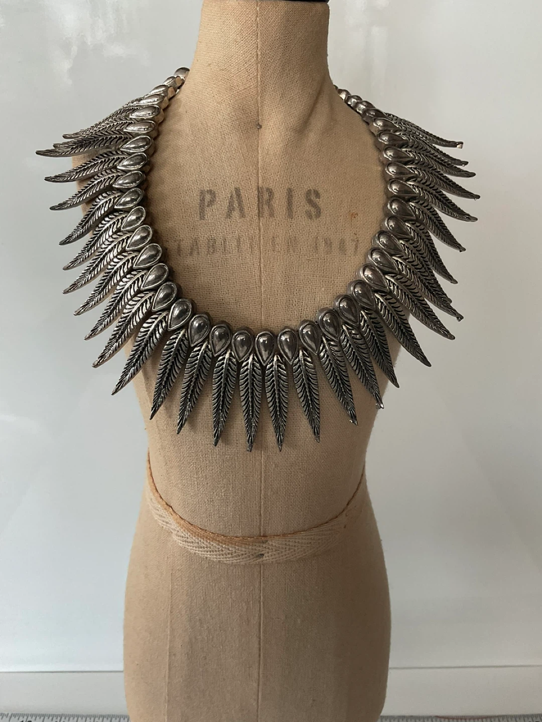 Silver Feather Fringe Statement Necklace