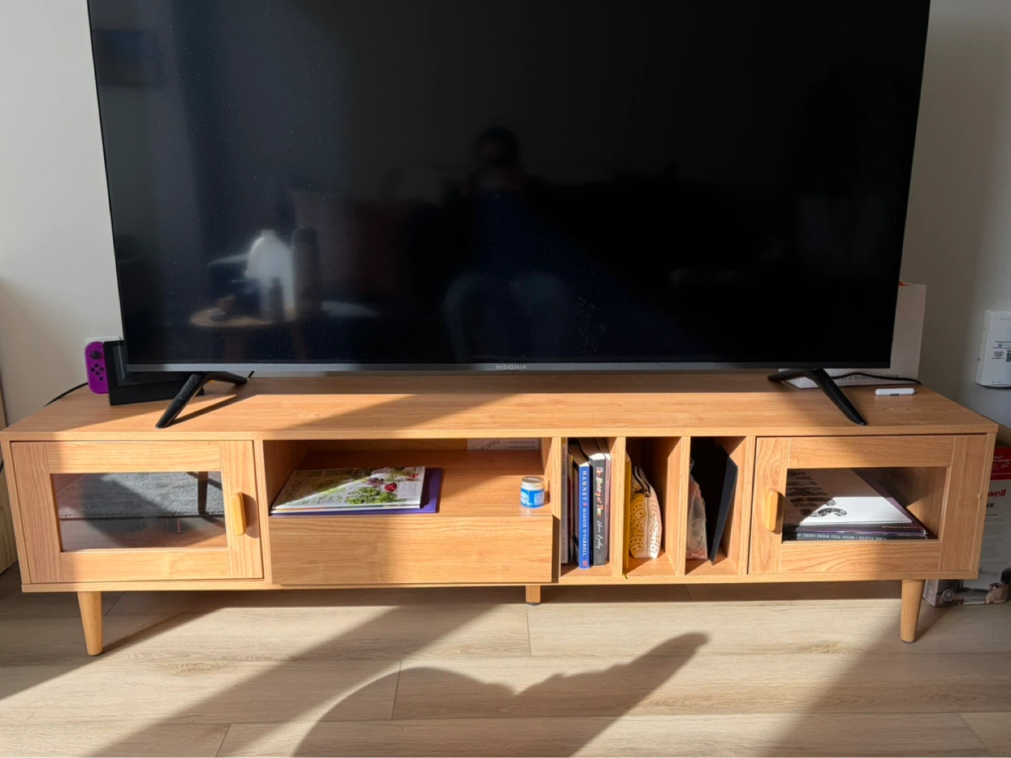 Mid-Century Modern Wood TV Stand with Storage - photo 2