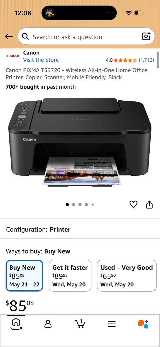 Canon PIXMA TS3720 Wireless All-In-One Inkjet Printer - photo 3