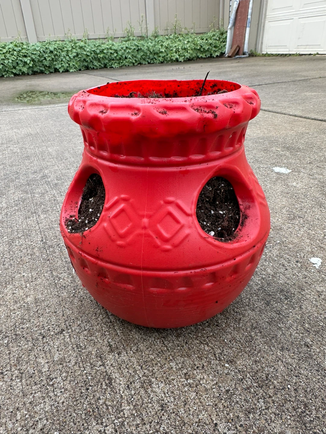 Red Plastic Strawberry Planter Pot