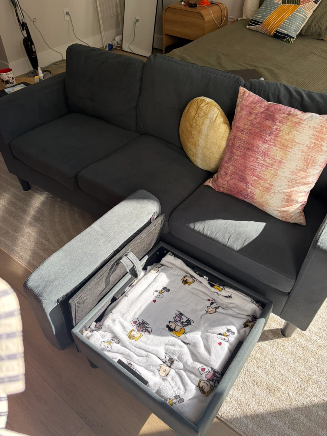 Dark Gray Sectional Sofa with Ottoman - photo 5