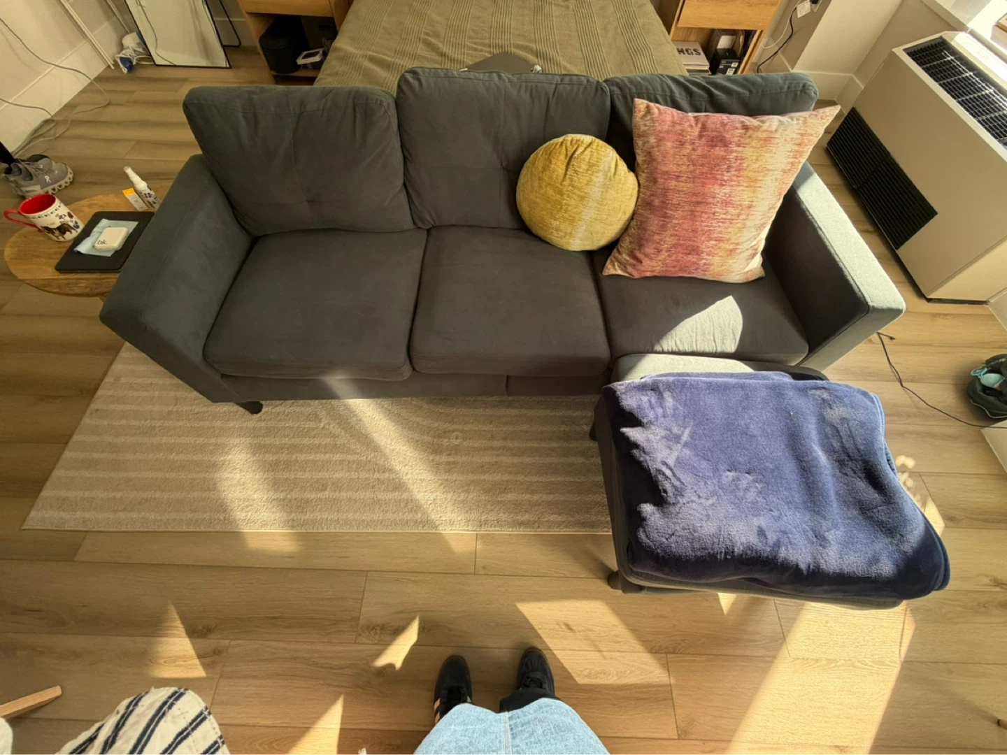 Dark Gray Sectional Sofa with Ottoman - photo 3