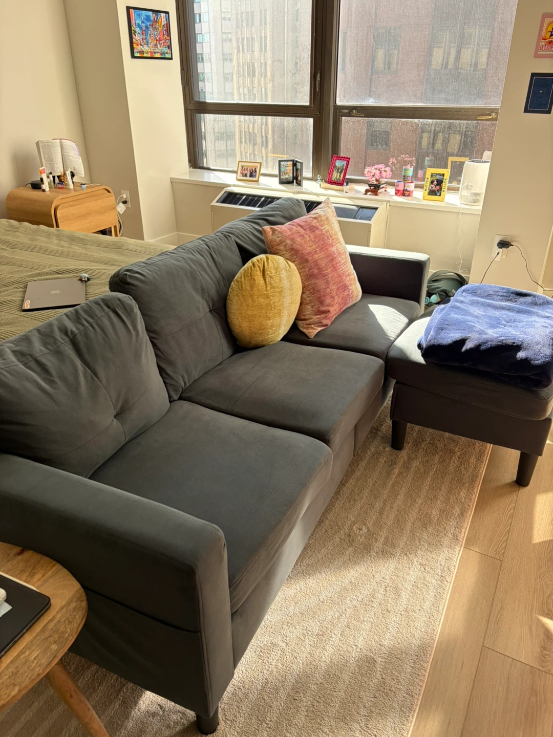 Dark Gray Sectional Sofa with Ottoman - photo 2