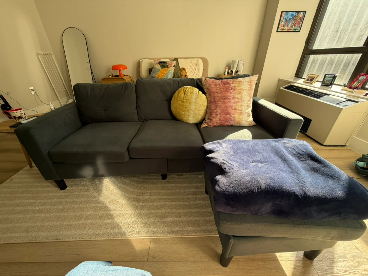 Dark Gray Sectional Sofa with Ottoman - photo 4