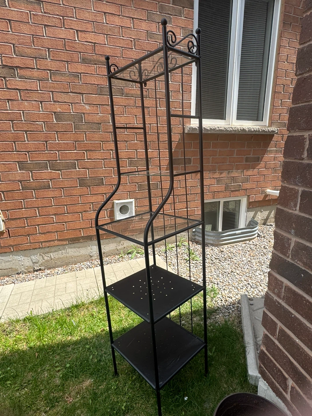 Black Metal Baker's Rack with Glass Shelves - photo 2