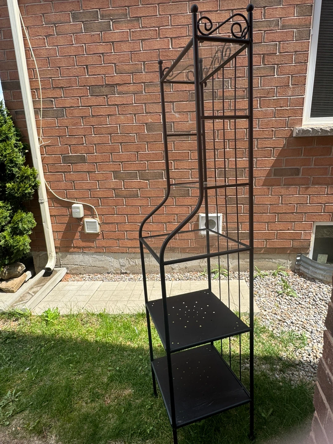 Black Metal Baker's Rack with Glass Shelves