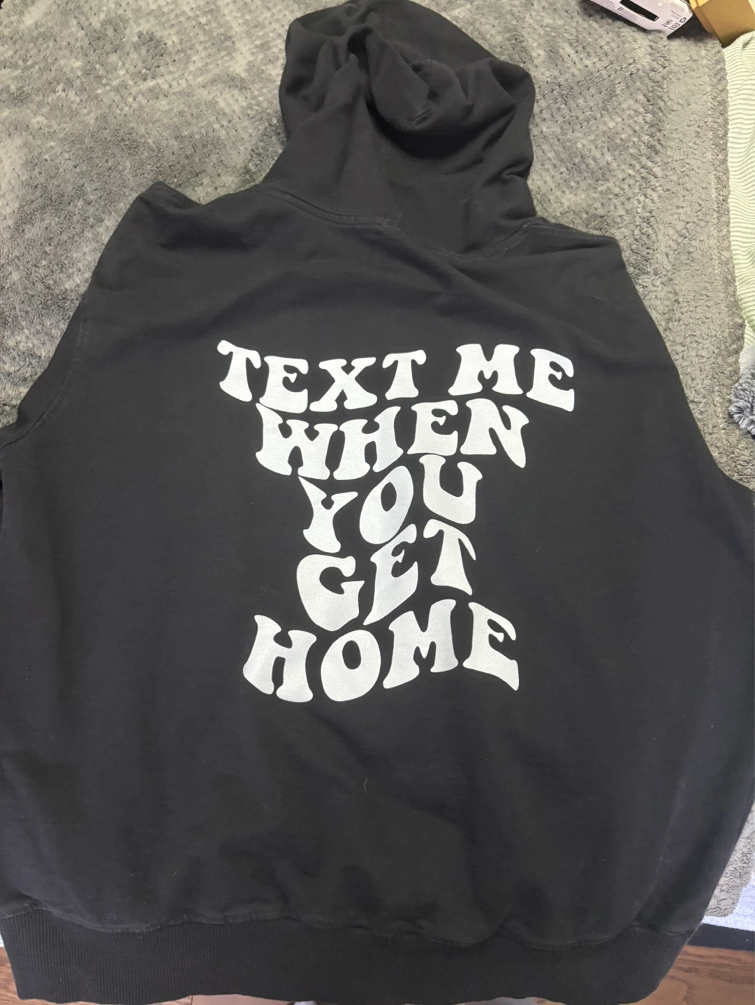 Black Hoodie with text on the back