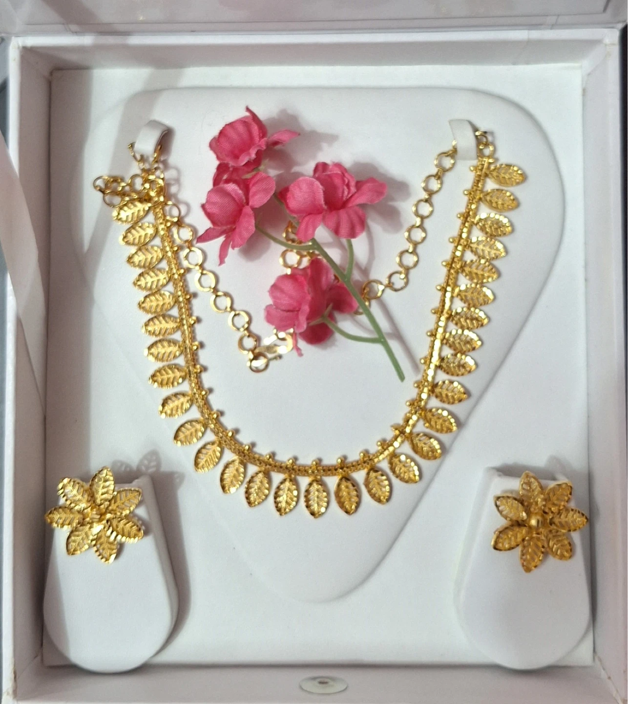 Gold-toned Necklace and Earrings Set