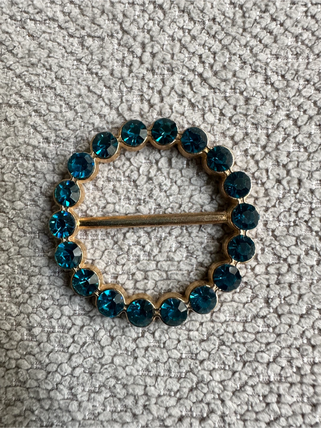 Decorative Circle Buckle with Blue Stones