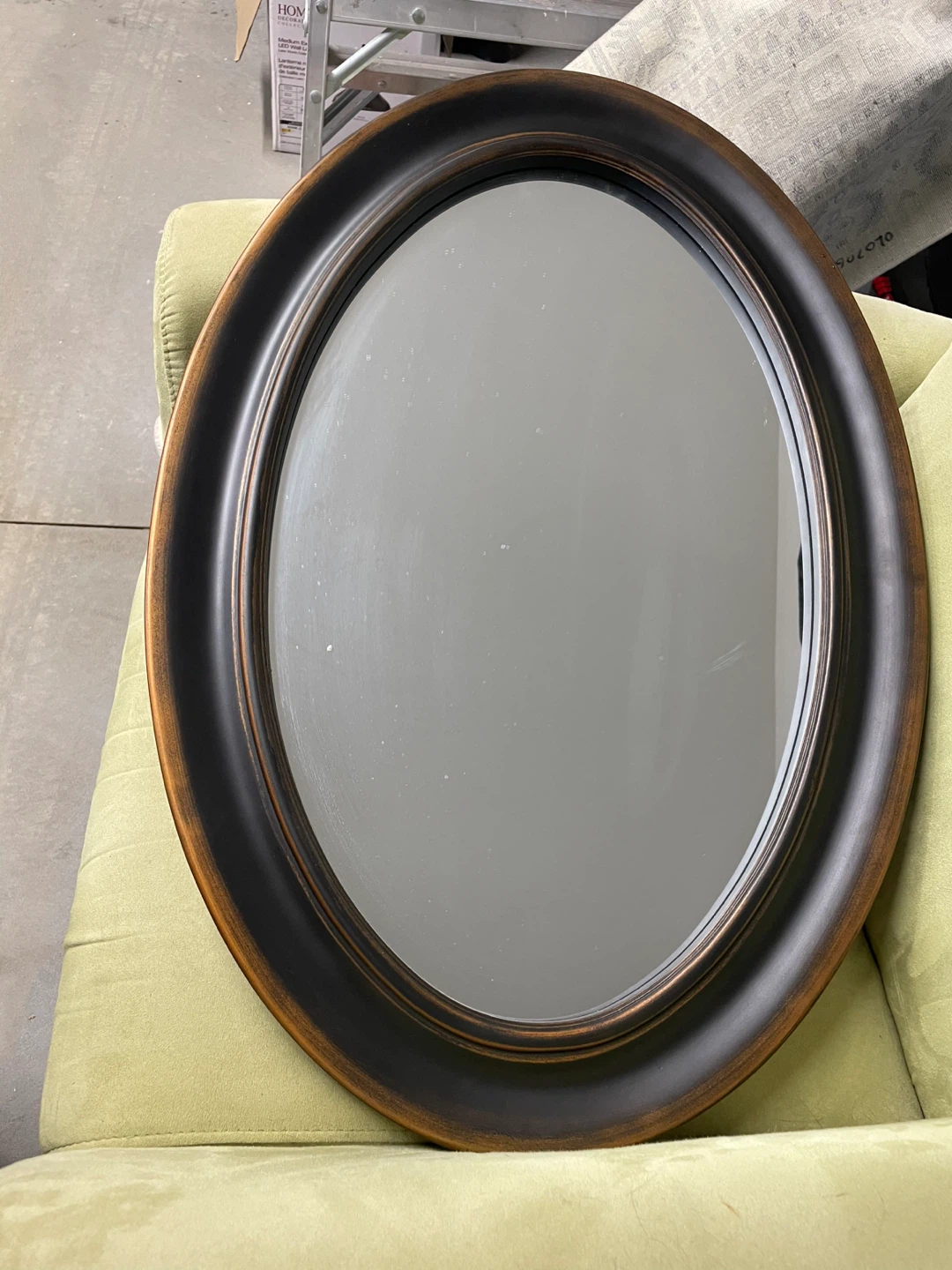Oval Decorative Mirror with Dark Bronze Frame