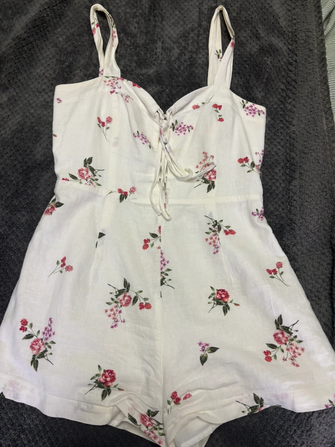 White and floral romper