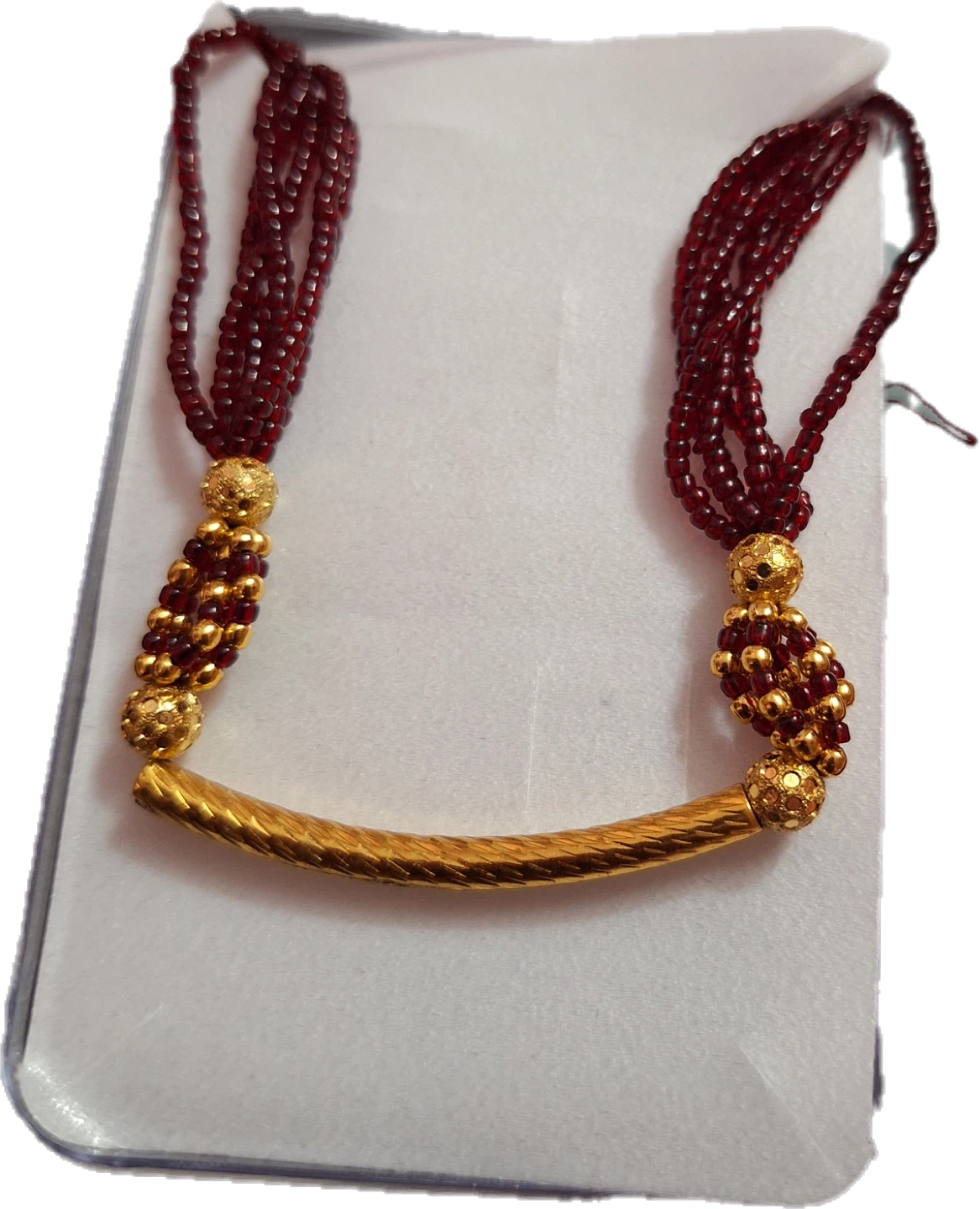 Gold and Red Beaded Necklace - Mangal Sutra