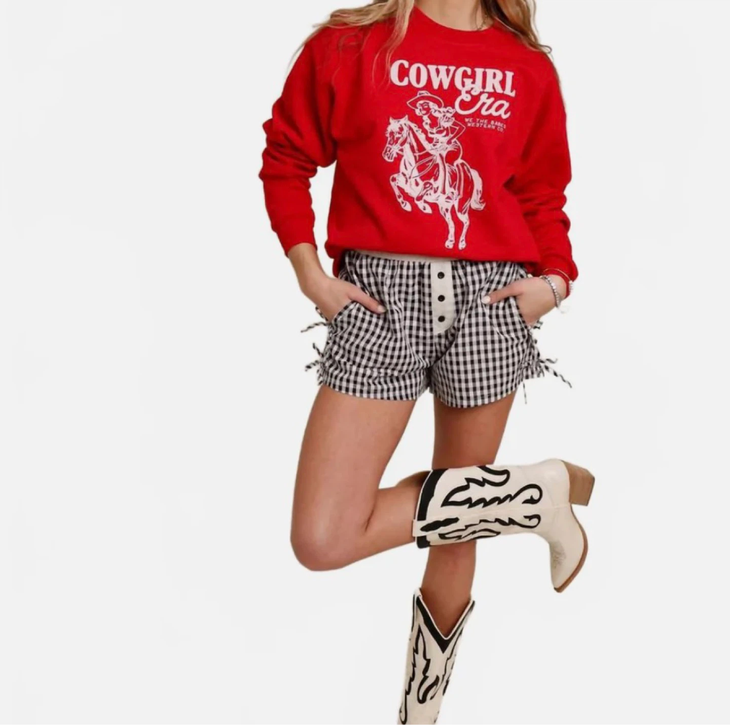 Red "Cowgirl Era" Graphic Sweatshirt - photo 2