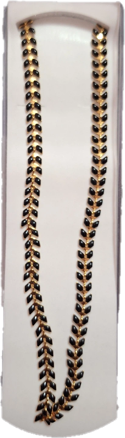 Black and Gold Leaf Design Necklace
