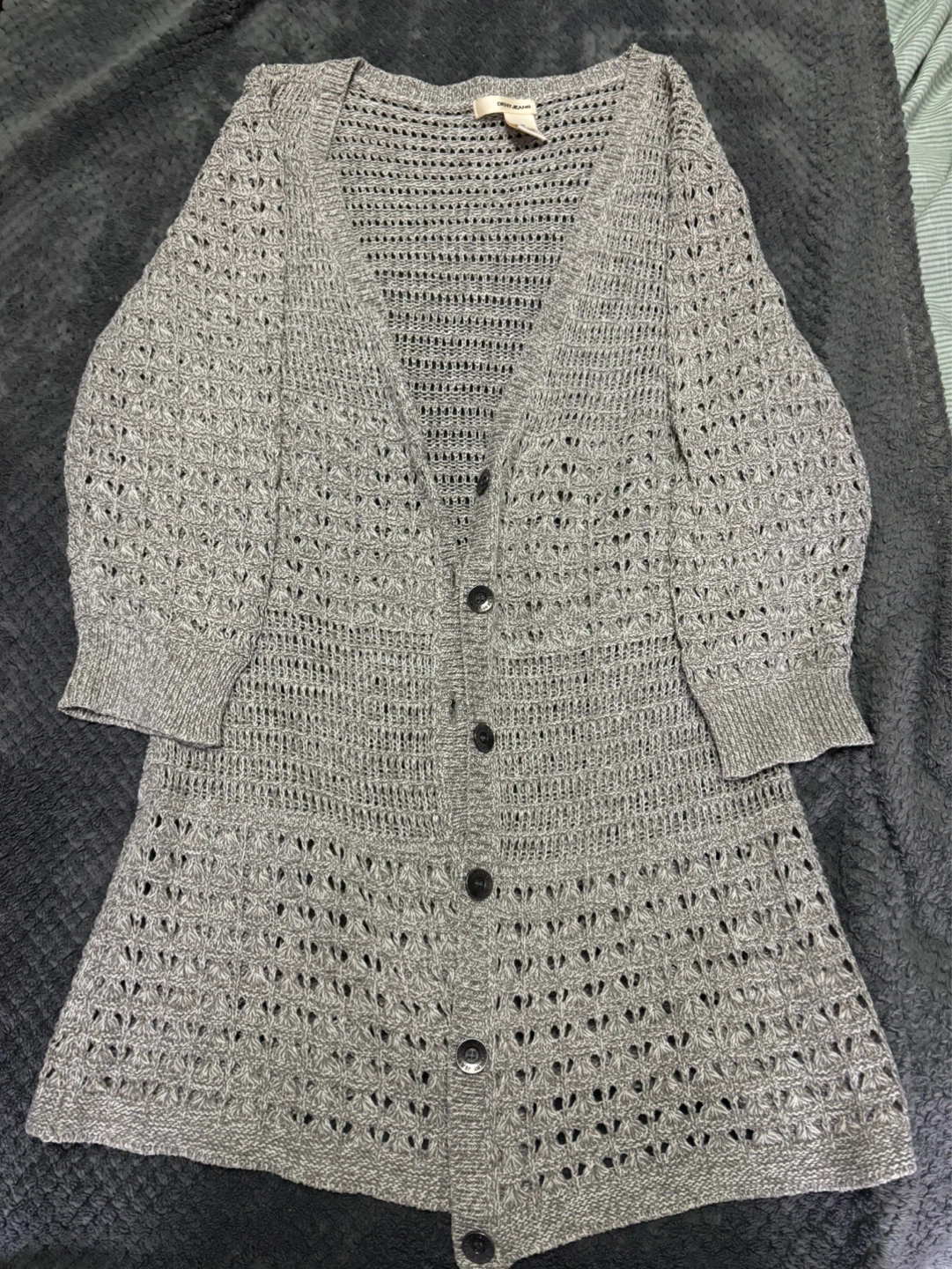 Light grey knit button up sweater
