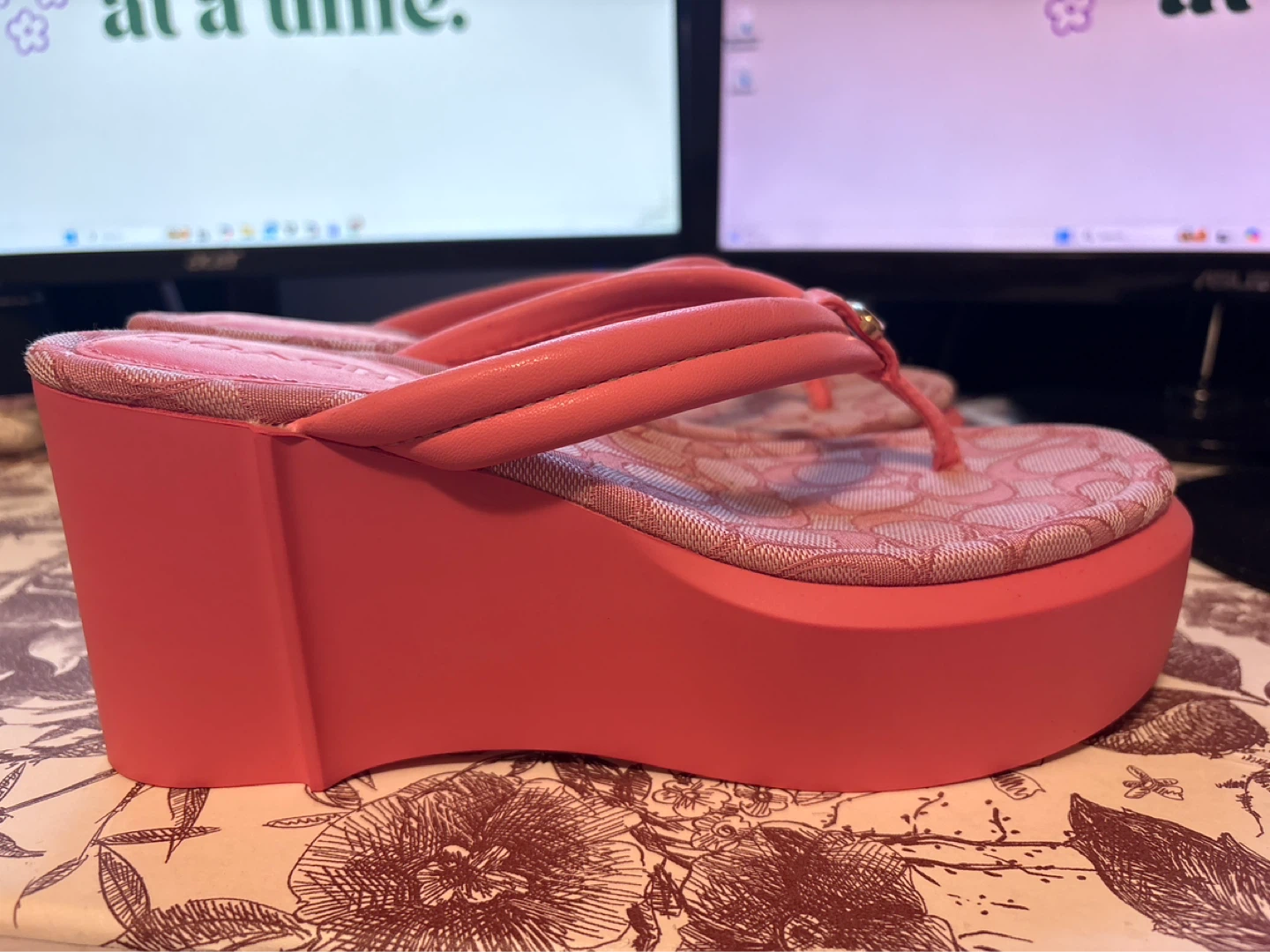 Coach Pink Signature Platform  Flip Flops - photo 3