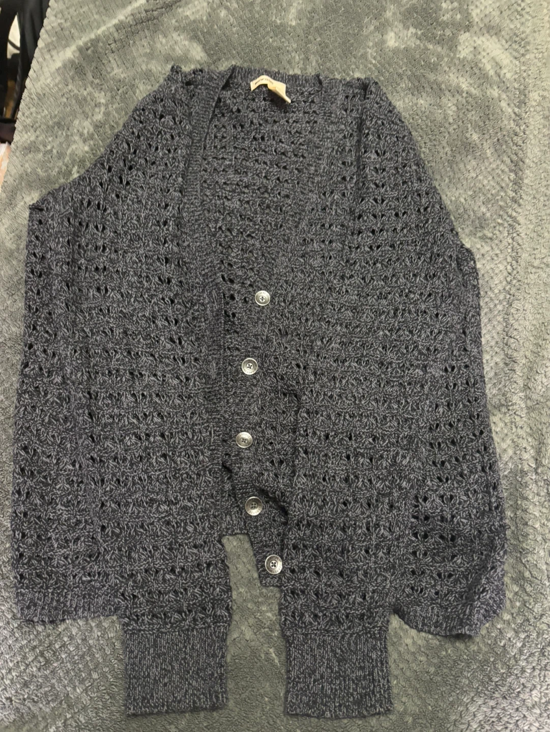 Dark grey knit button up sweater