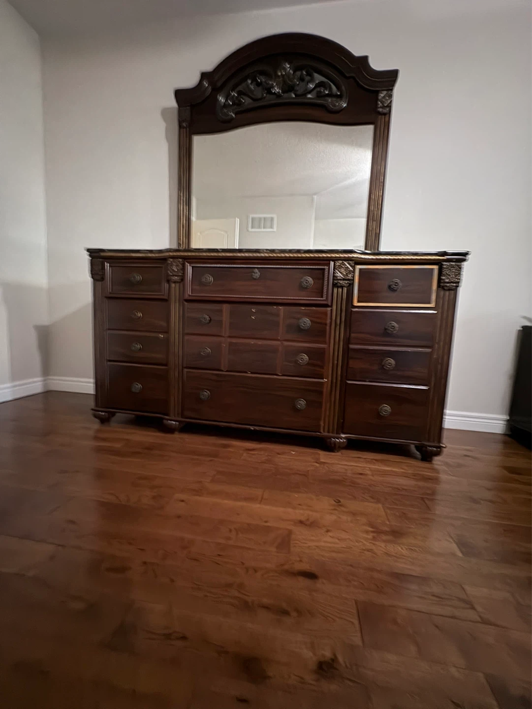 Dark Wood Bedroom Set with Nightstand, Dresser, and Chest - photo 3