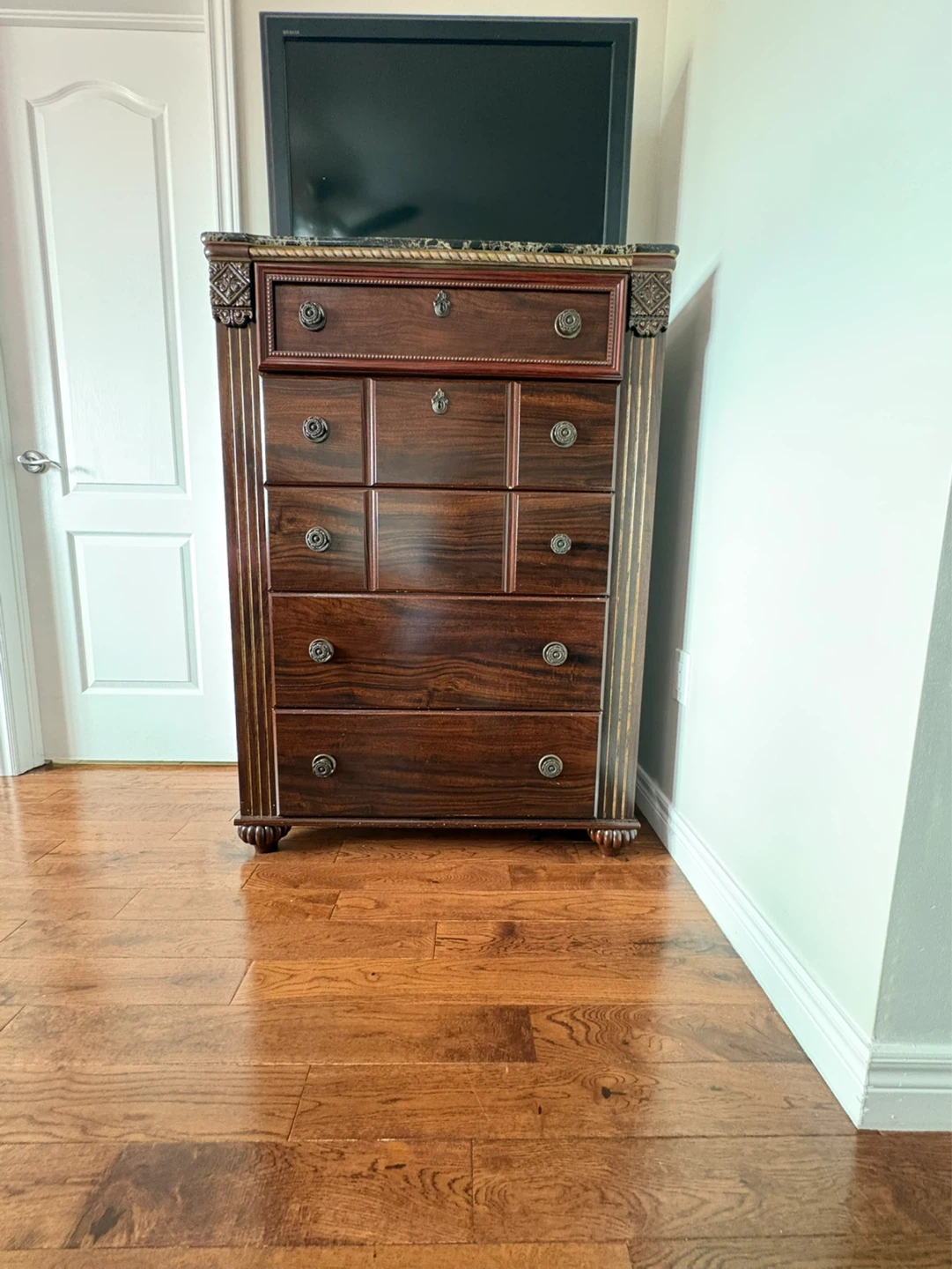 Dark Wood Bedroom Set with Nightstand, Dresser, and Chest - photo 4