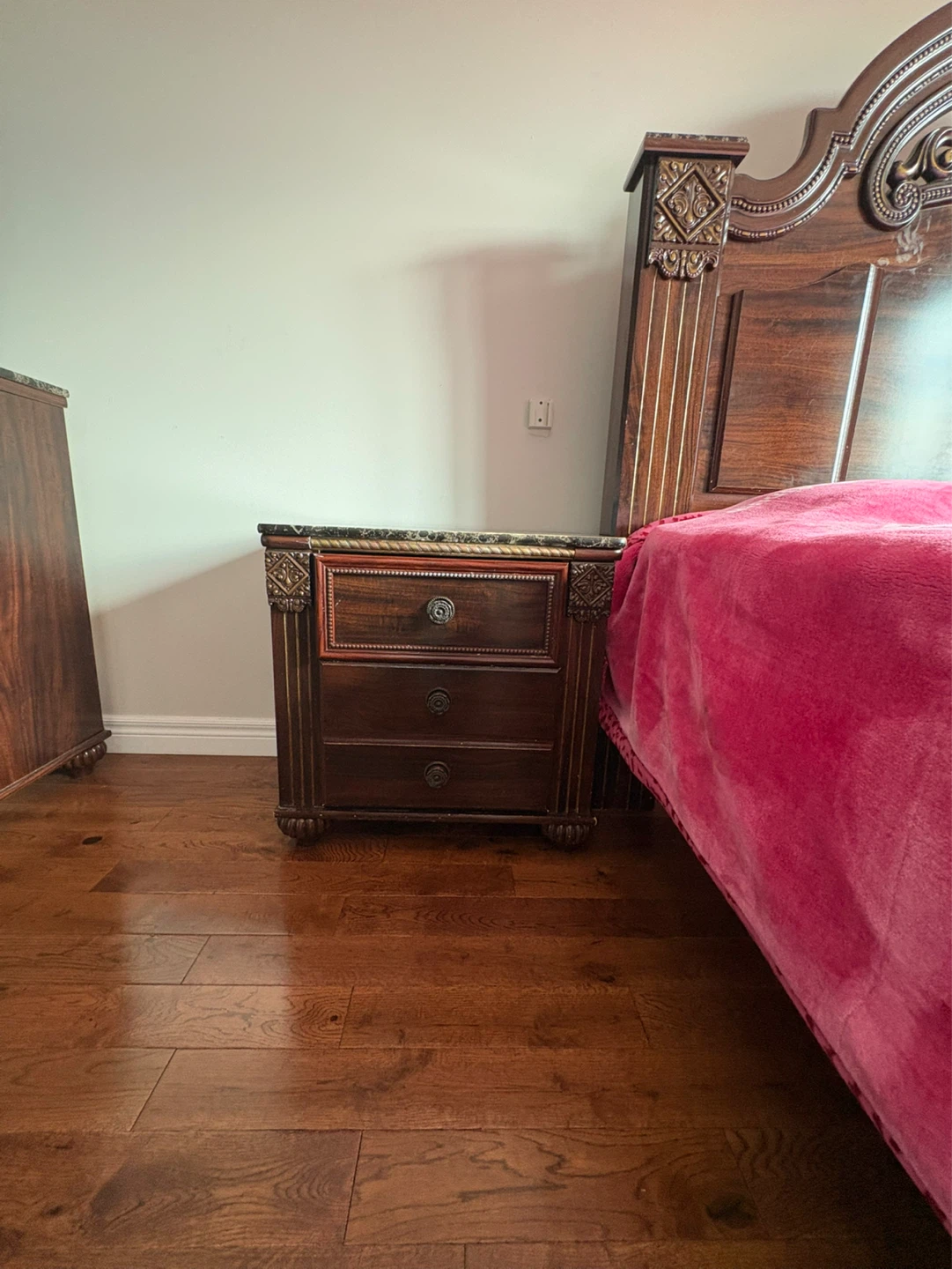Dark Wood Bedroom Set with Nightstand, Dresser, and Chest - photo 2