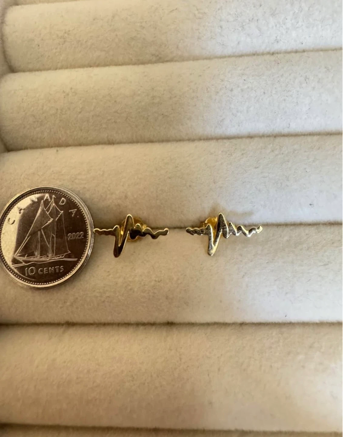 18K solid gold heartbeat earrings - photo 3
