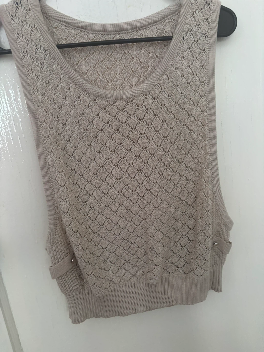 Tan Crochet Knit Vest
