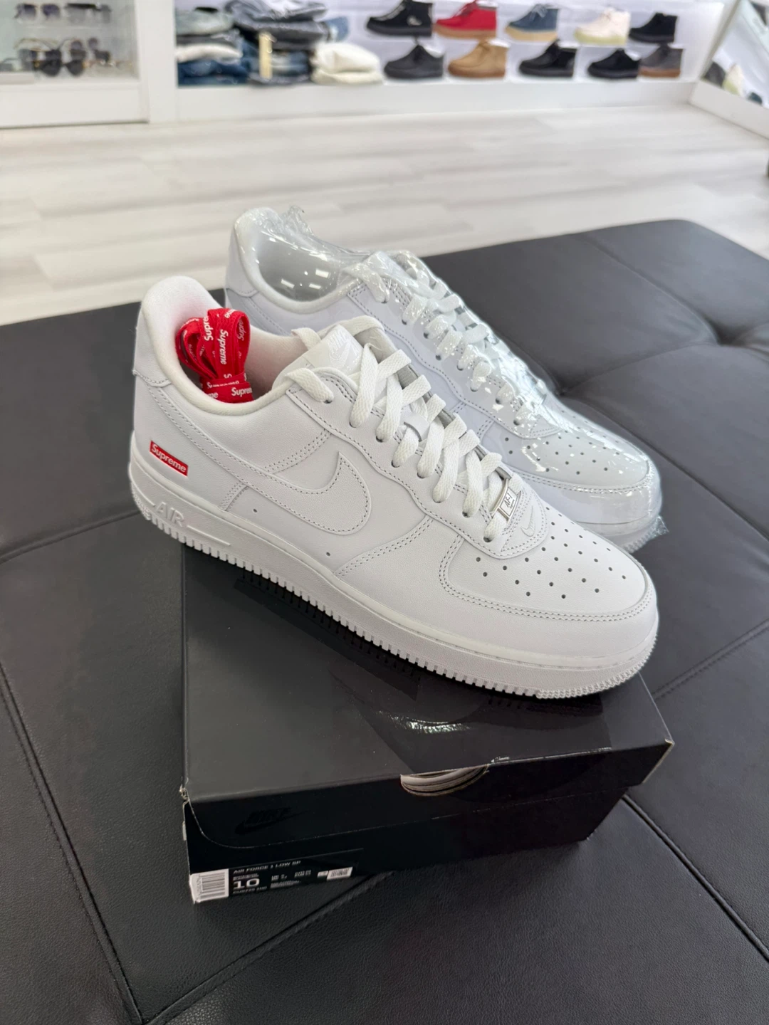 Nike Air Force 1 Low Supreme White Sneakers Size 10