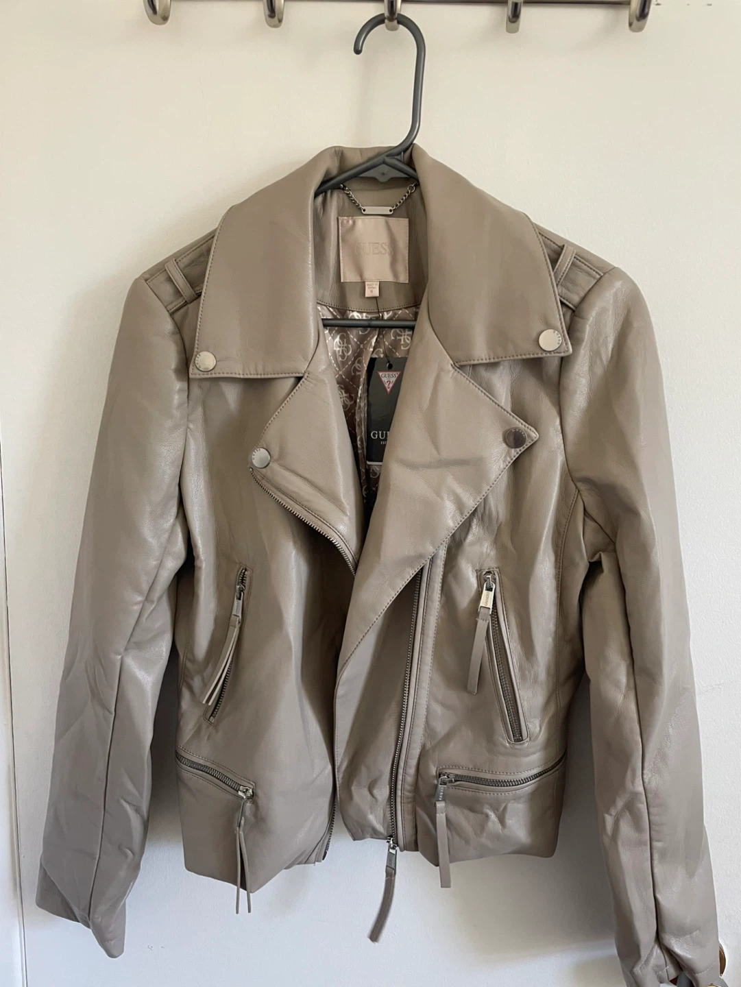 Guess Faux-Leather Gray Jacket Size M