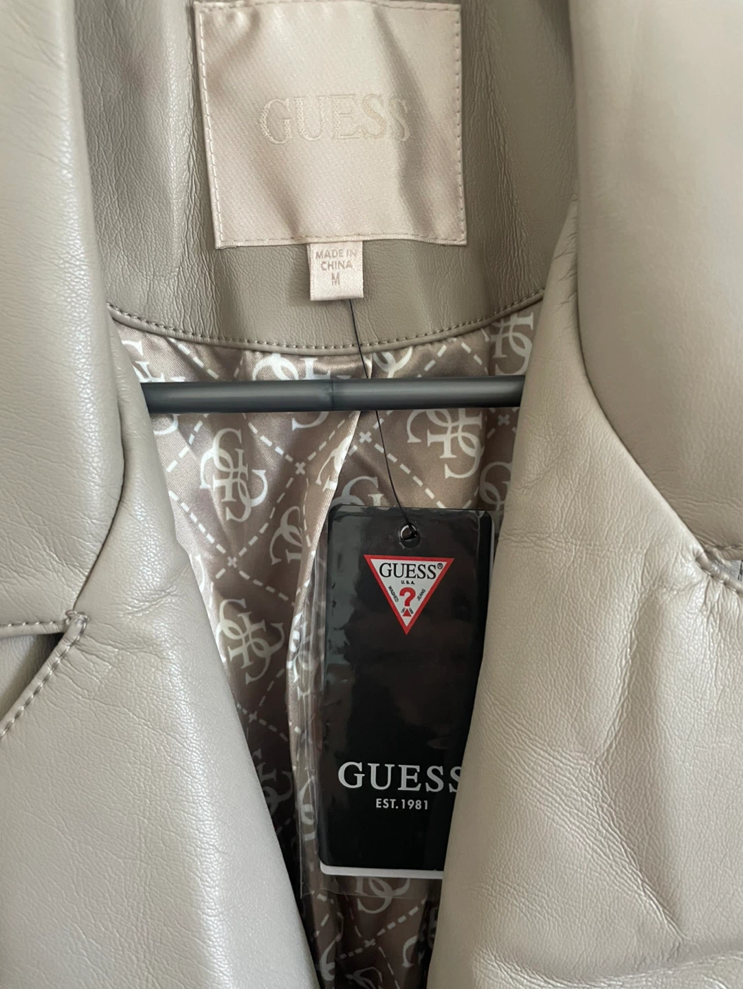 Guess Faux-Leather Gray Jacket Size M - photo 2