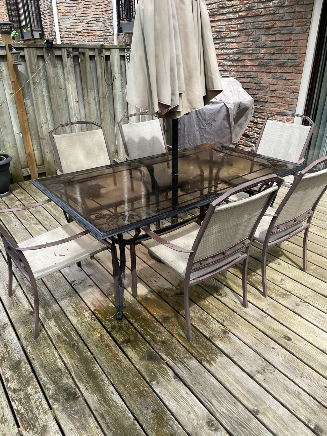 Wrought Iron Patio Dining Set - Table and 6 Chairs - photo 2