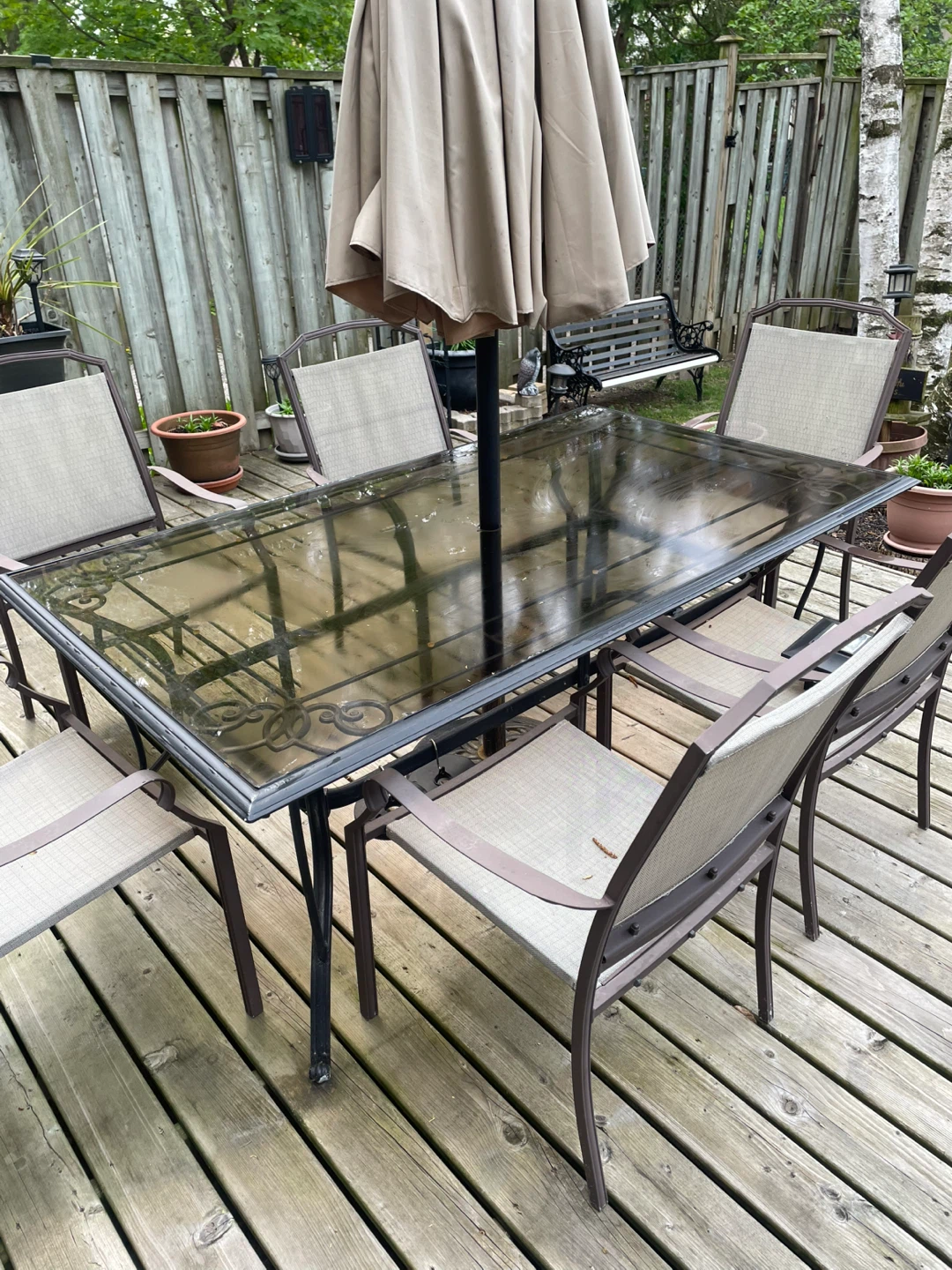 Wrought Iron Patio Dining Set - Table and 6 Chairs