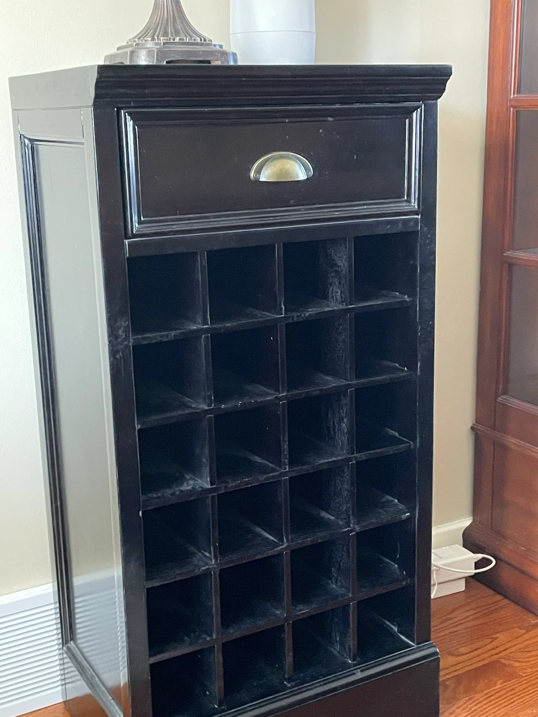 Two Black Wine Rack with Drawer