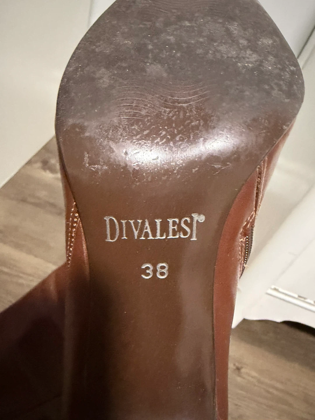 DIVALESI Women's Brown Leather Heeled Ankle Boots Size 38 - photo 4