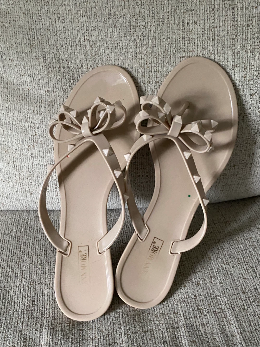 Anna More Nude Bow Studded Flip Flops - photo 2