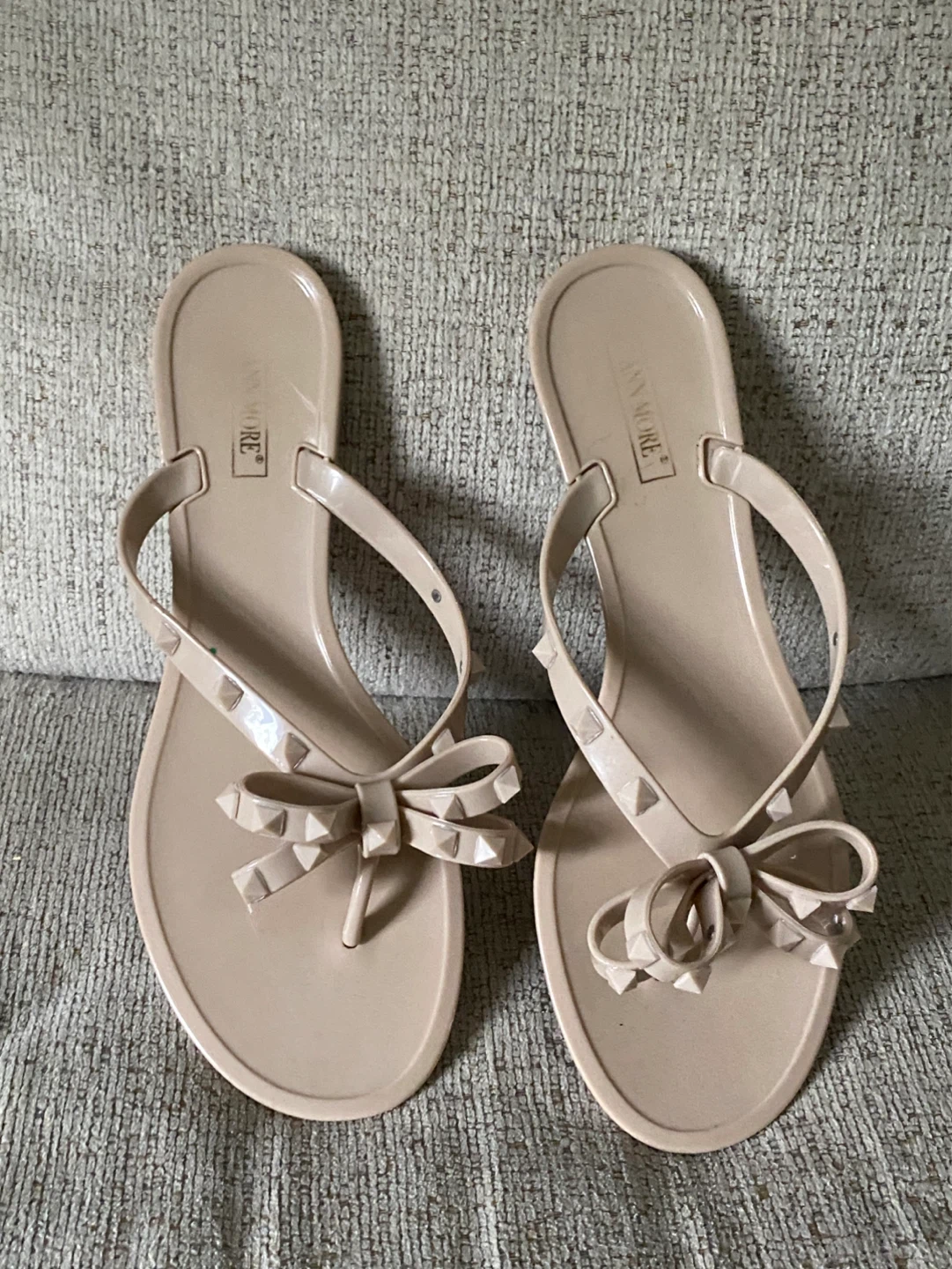 Anna More Nude Bow Studded Flip Flops - photo 4