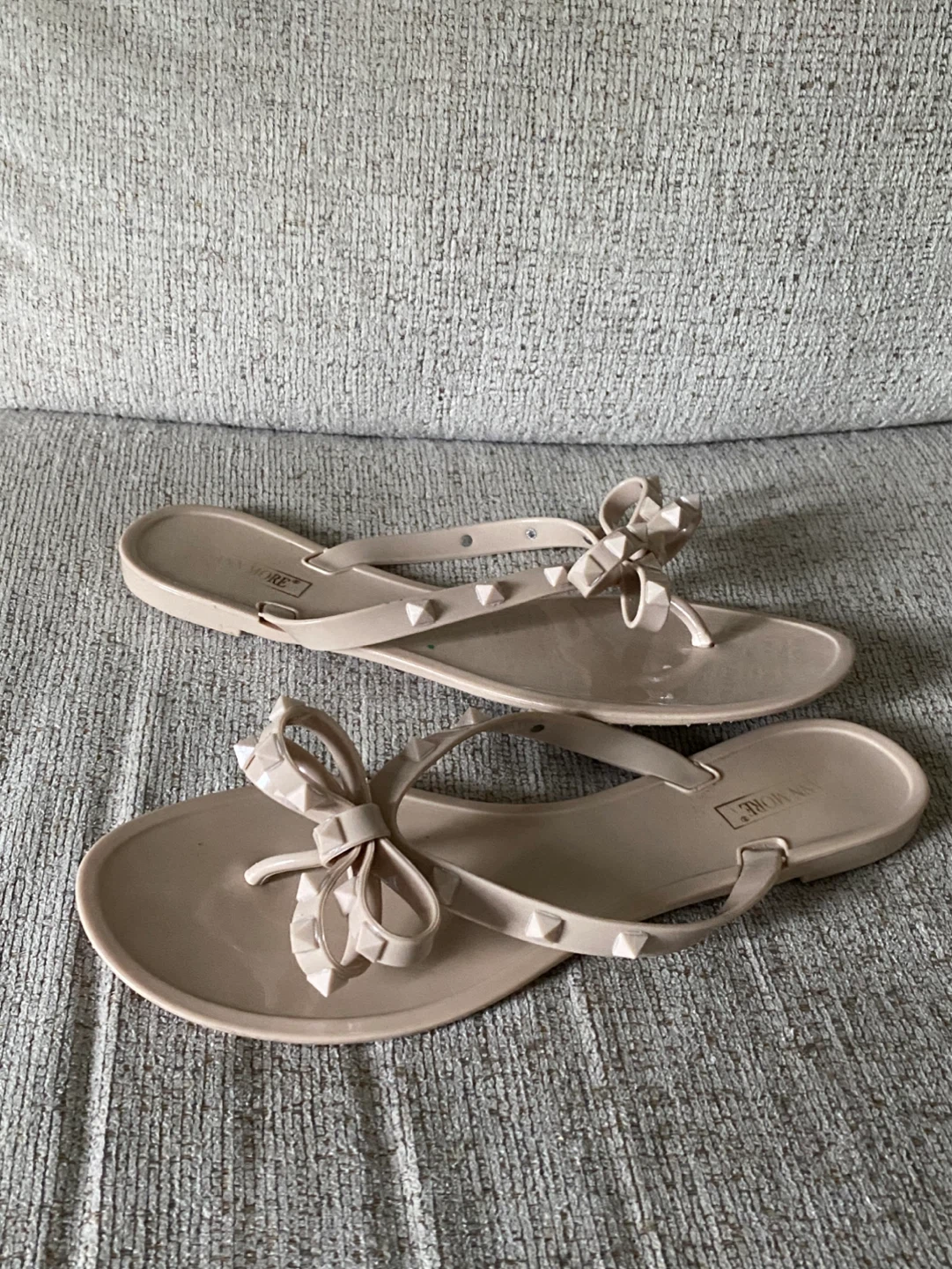 Anna More Nude Bow Studded Flip Flops - photo 3