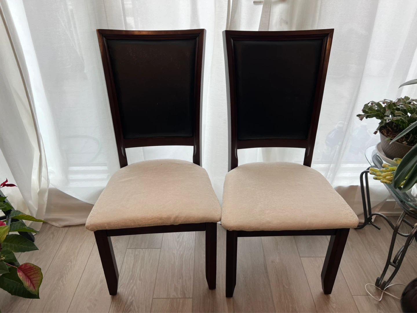 Dining Chair with upholstered seat and dark back