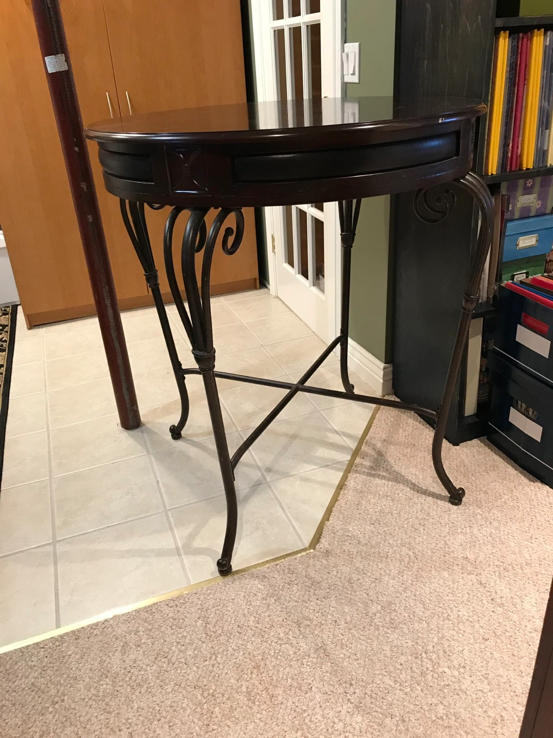 Dark Wood Round Accent Table