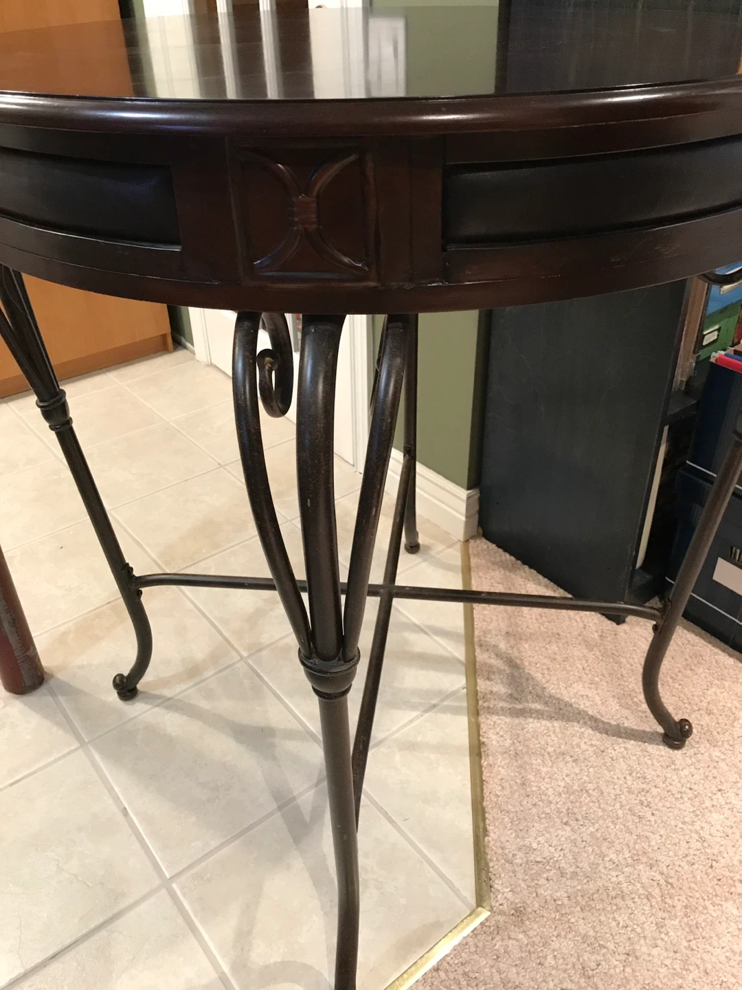 Dark Wood Round Accent Table - photo 2