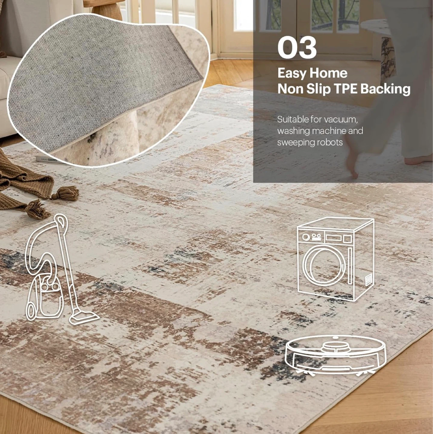 5x7 Machine Washable Area Rug / Carpet - photo 4