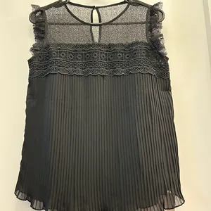 New- Black Lace and Pleated Top