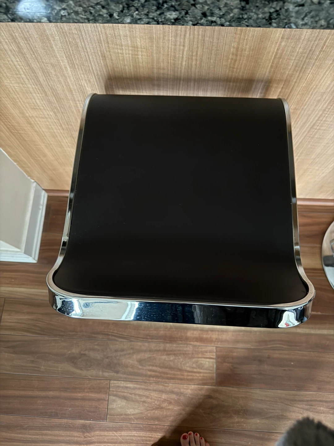 Set of 2 Modern Adjustable Bar Stools - Black & Chrome