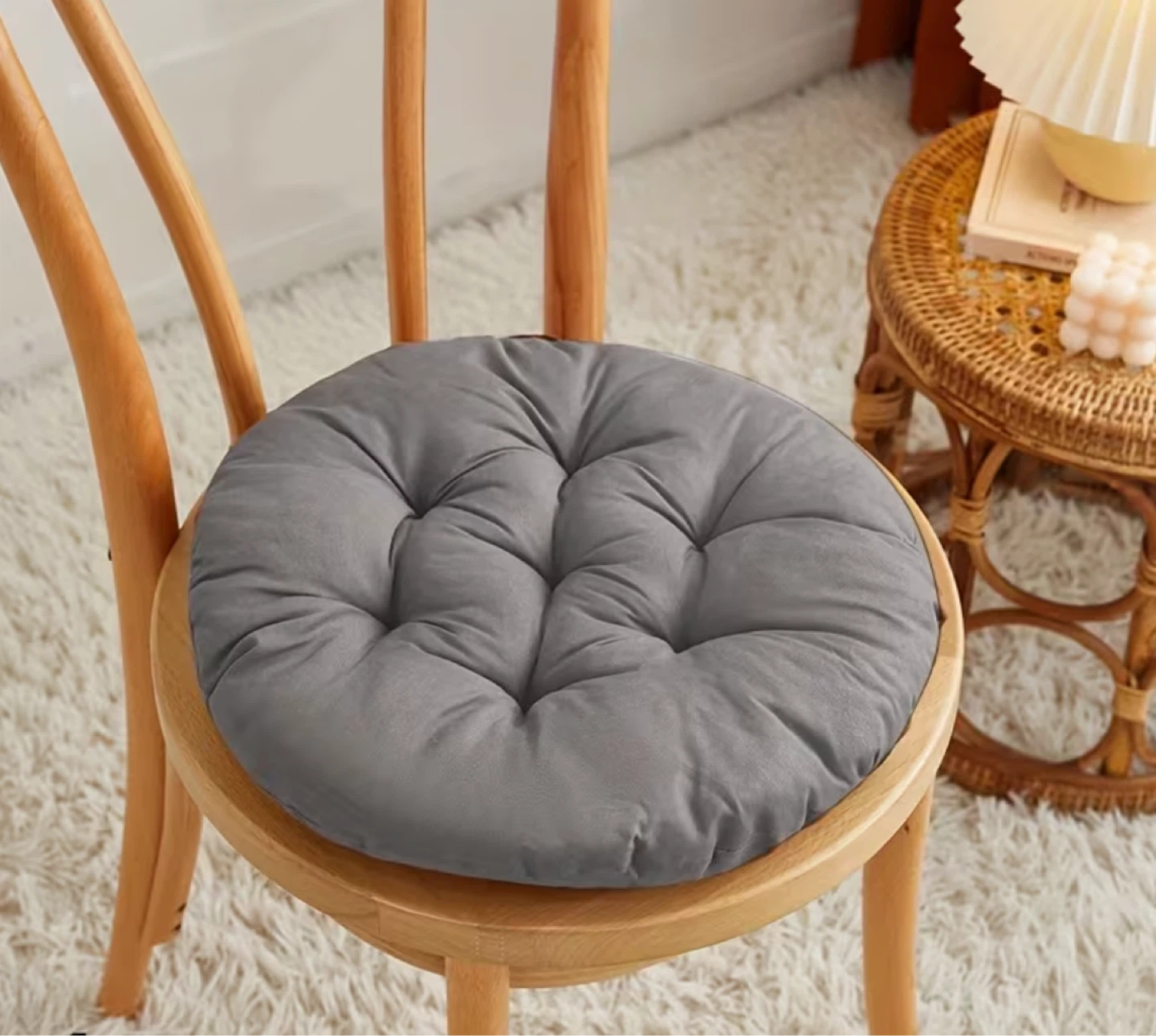 Round Tufted Chair Cushion - Gray*32