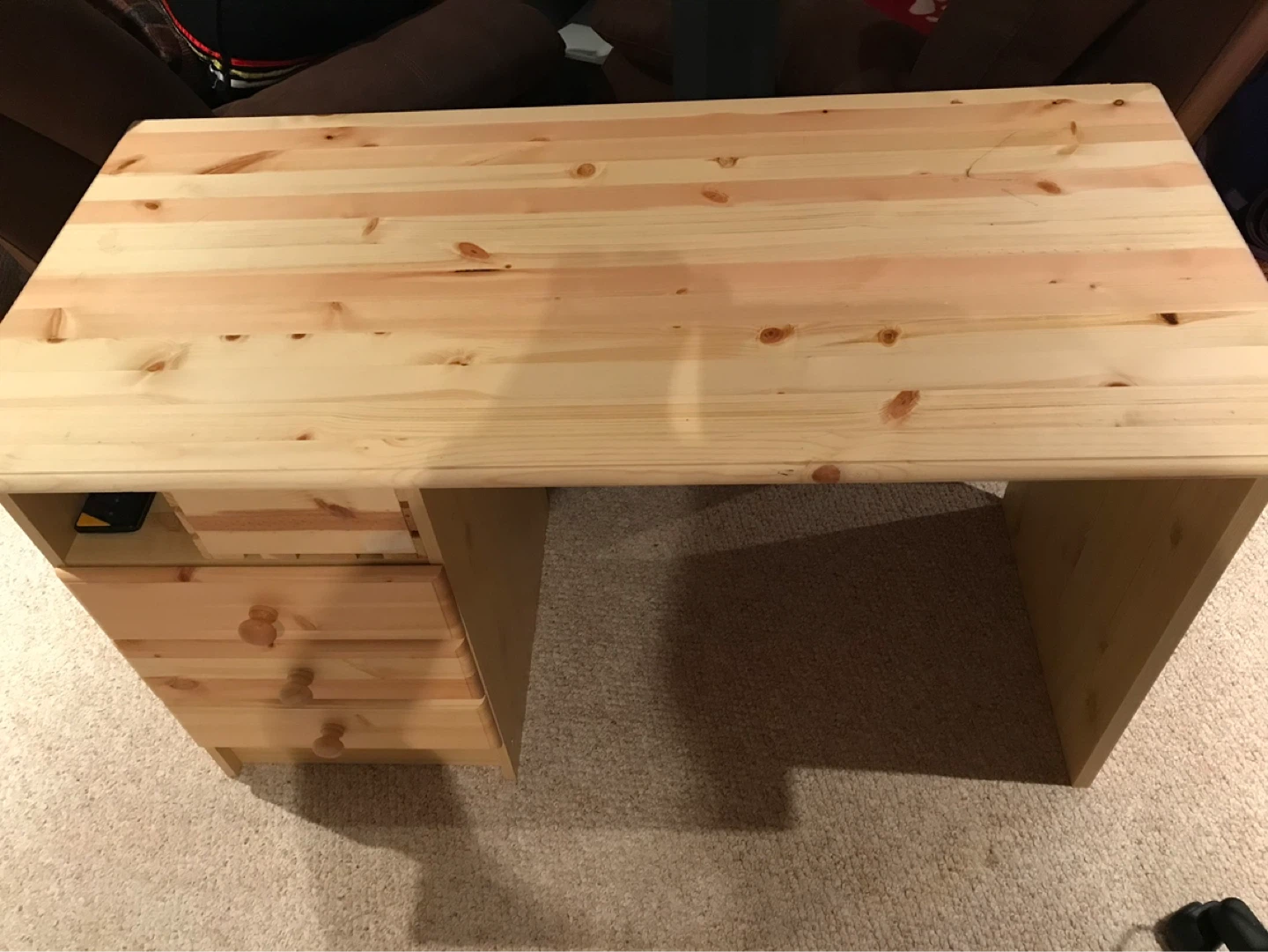 Pine Wood Desk with Drawers