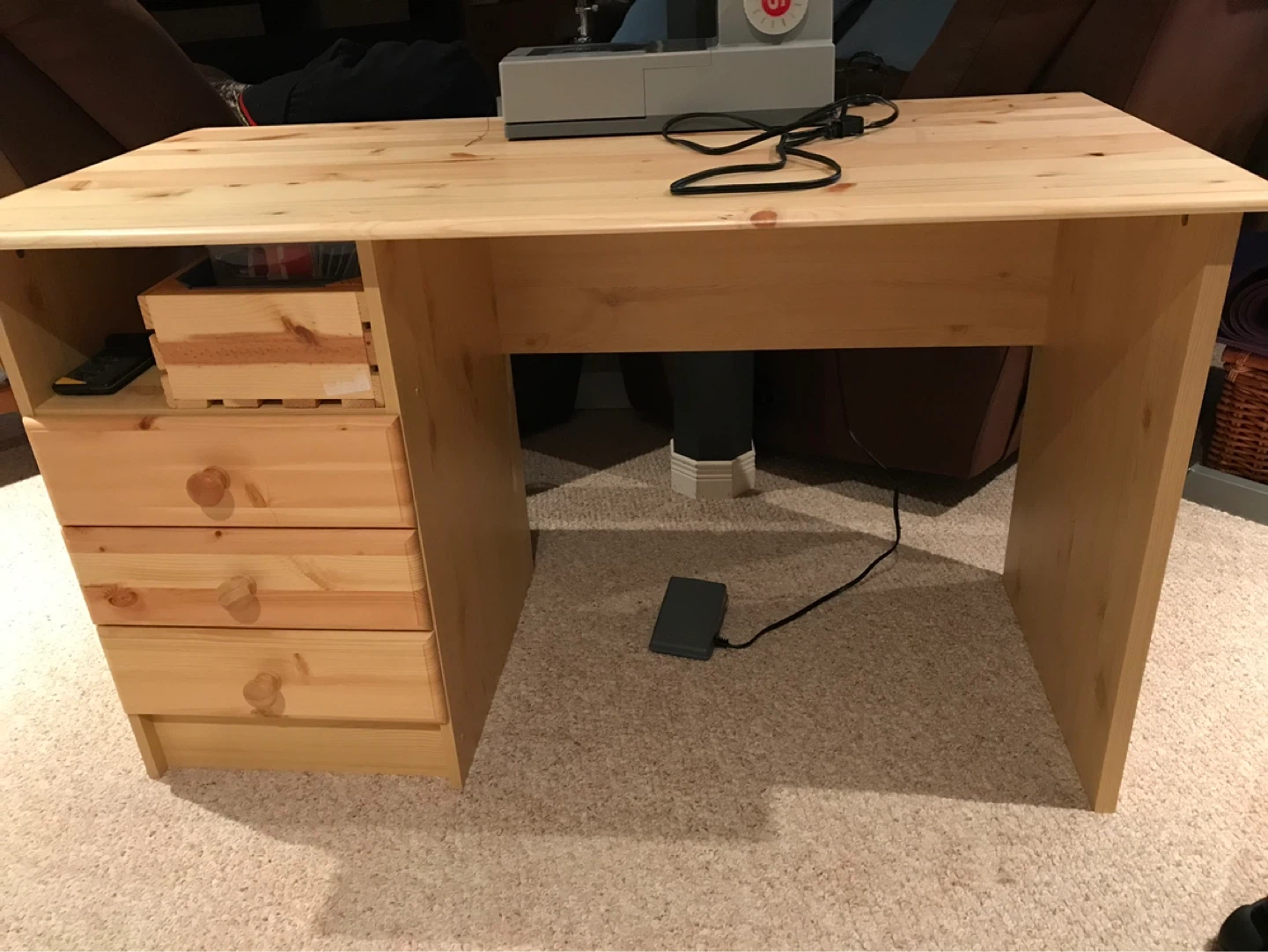 Pine Wood Desk with Drawers - photo 2