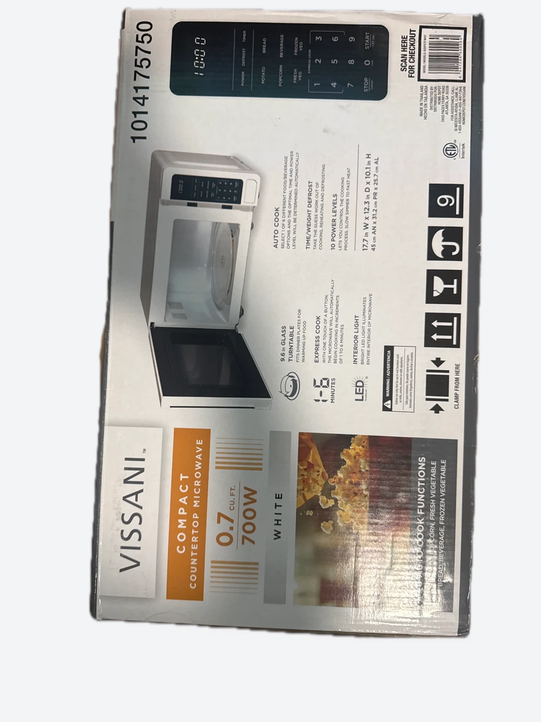 VISSANI 0.7 cu. ft. Compact Countertop Microwave - White - photo 2