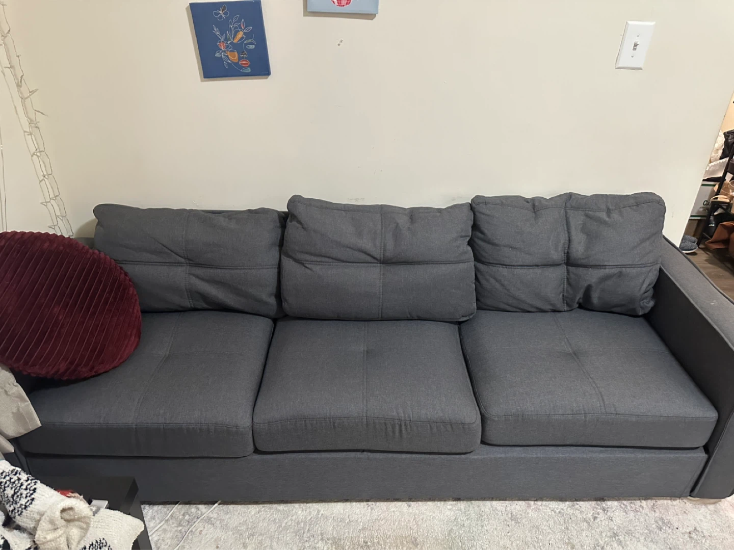 Gray 3-Seater Sofa 88" - photo 2