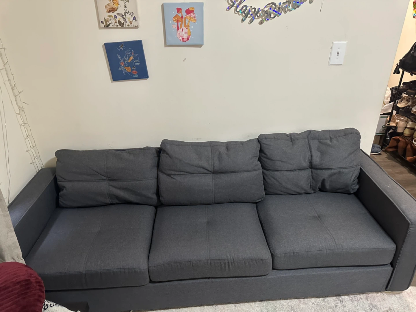Gray 3-Seater Sofa 88" - photo 3