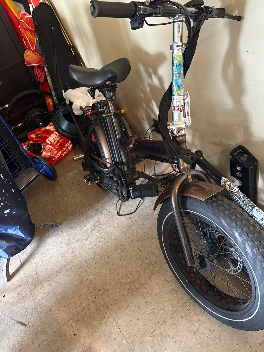 Electric Fat Tire Folding Bike - Brown - photo 4